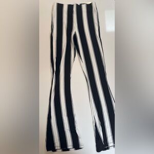 Topshop Black and White Pull On Striped Pants